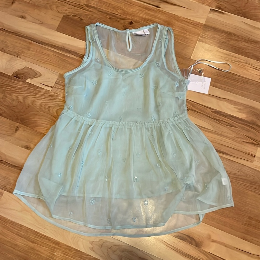 Lauren Conrad Mint Green Sequin Chiffon Lined Top - Size XS